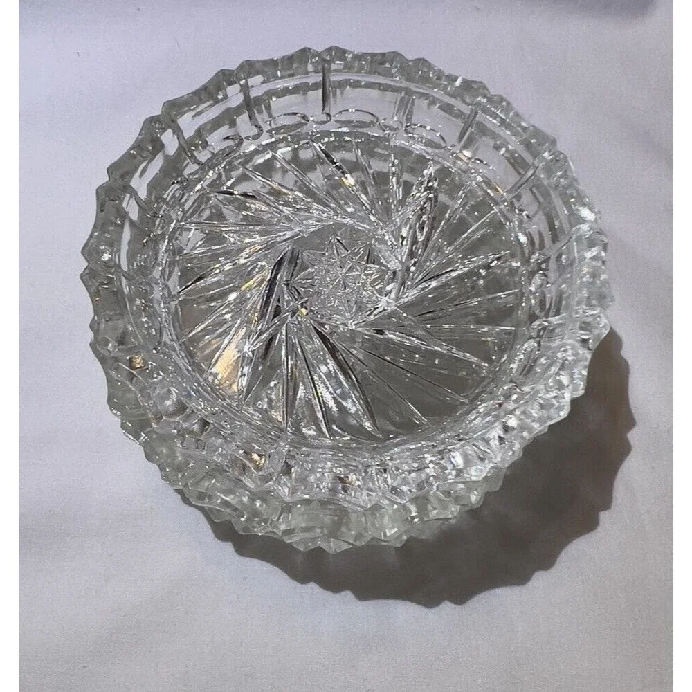 VTG Crystal Bohemia Pinwheel Czechoslovakia Brunswick Star 4 Set Glass Coasters‎